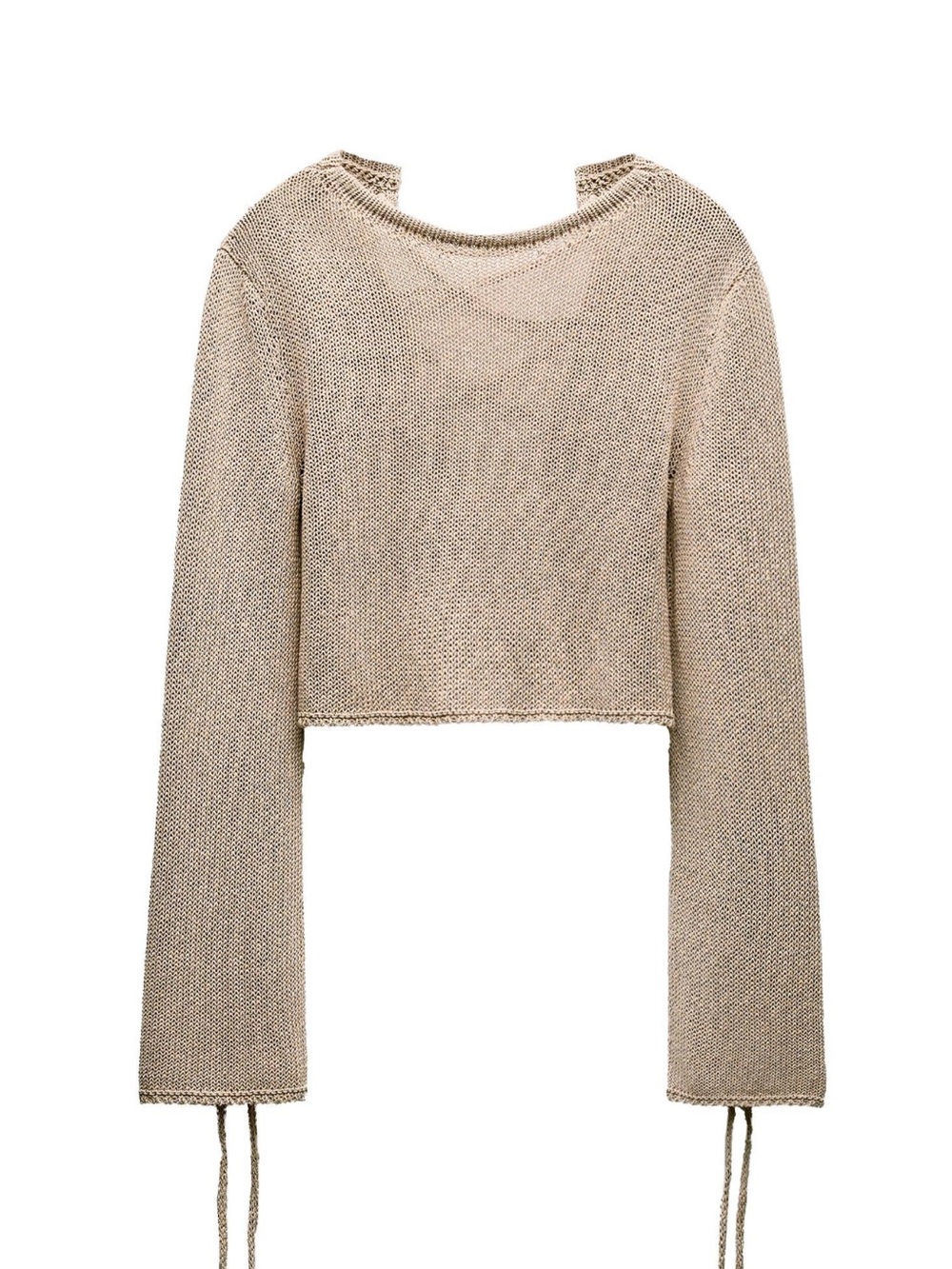 Zara Beige Cropped Knit Pullover